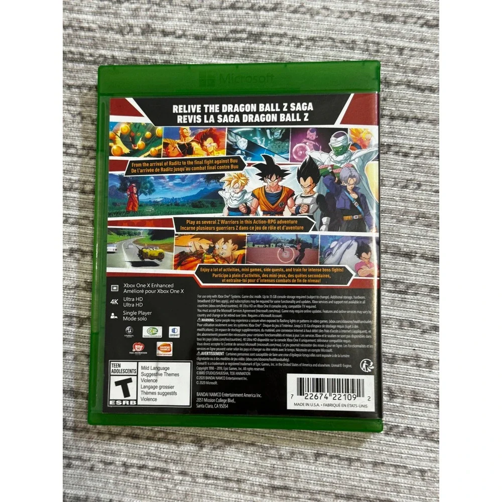Dragon Ball Z Kakarot Xbox One 4K Ultra HD Action RPG Bandai Namco Video Game